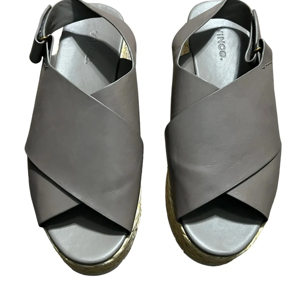 Vince Gray Platform Shoes with Hook and Loop Straps Size 7.5